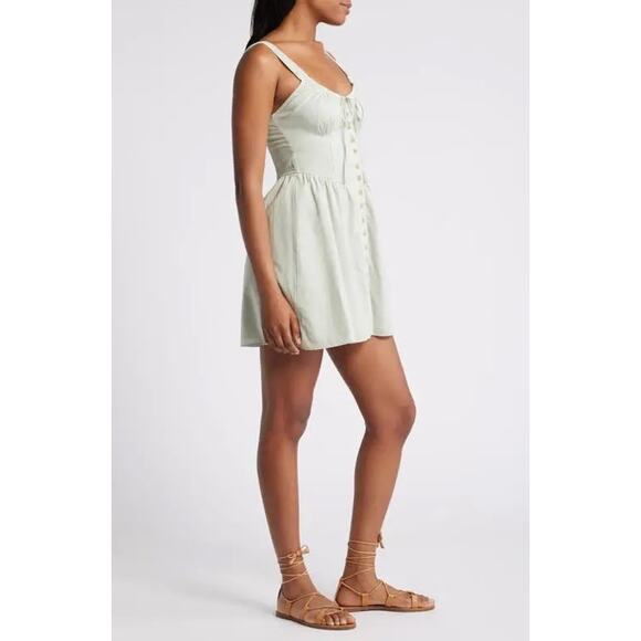 BDG Azealia Button Front Cotton Minidress Ruched Cups Size XS Y2K Cottagecore - Picture 12 of 13